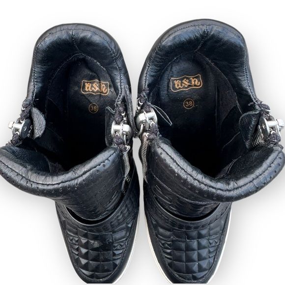 Ash Studded Moto Boots Zipper Leather studs platform RARE Athleisure wedges - Picture 9 of 10